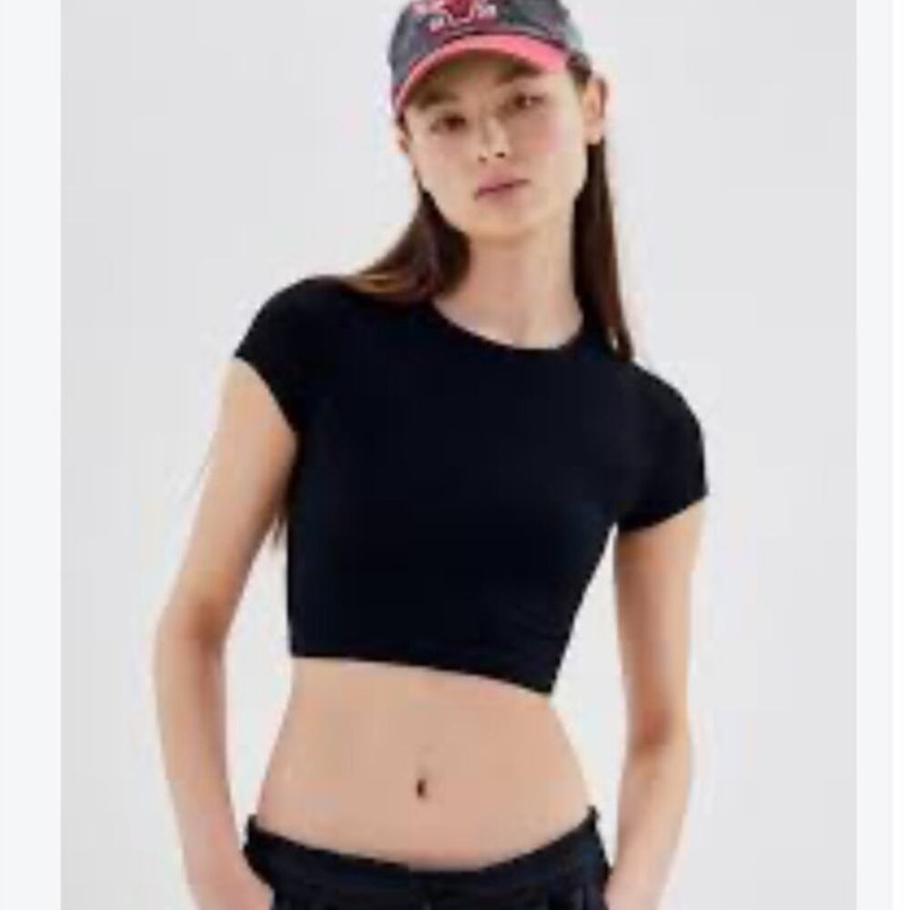 Urban Outfitters Out From Under Cropped Black Tee size M/L
